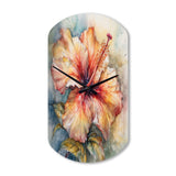 Orange Grey Hibiscus Euphoria II - Asymmetric Metal Wall Clock