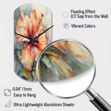 Orange Grey Hibiscus Euphoria II - Asymmetric Metal Wall Clock
