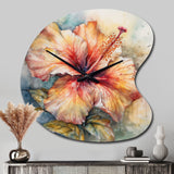 Orange Grey Hibiscus Euphoria II - Asymmetric Metal Wall Clock