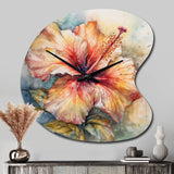 Orange Grey Hibiscus Euphoria II - Asymmetric Metal Wall Clock