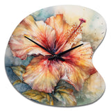 Orange Grey Hibiscus Euphoria II - Asymmetric Metal Wall Clock