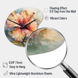 Orange Grey Hibiscus Euphoria II - Asymmetric Metal Wall Clock