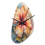 Orange Grey Hibiscus Euphoria II - Asymmetric Metal Wall Clock