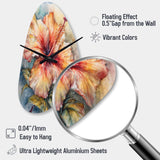 Orange Grey Hibiscus Euphoria II - Asymmetric Metal Wall Clock