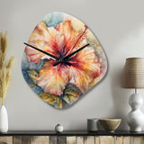 Orange Grey Hibiscus Euphoria II - Asymmetric Metal Wall Clock