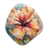 Orange Grey Hibiscus Euphoria II - Asymmetric Metal Wall Clock