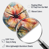 Orange Grey Hibiscus Euphoria II - Asymmetric Metal Wall Clock