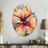 Orange Grey Hibiscus Euphoria II - Asymmetric Metal Wall Clock