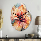 Orange Grey Hibiscus Euphoria II - Asymmetric Metal Wall Clock