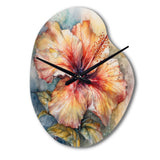 Orange Grey Hibiscus Euphoria II - Asymmetric Metal Wall Clock