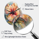 Orange Grey Hibiscus Euphoria II - Asymmetric Metal Wall Clock