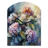 Purple Green Hydrangea II - Asymmetric Metal Wall Clock