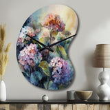 Purple Green Hydrangea II - Asymmetric Metal Wall Clock