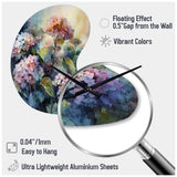Purple Green Hydrangea II - Asymmetric Metal Wall Clock