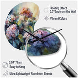 Purple Green Hydrangea II - Asymmetric Metal Wall Clock