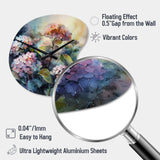 Purple Green Hydrangea II - Asymmetric Metal Wall Clock