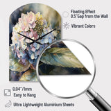 Purple Green Hydrangea III - Asymmetric Metal Wall Clock