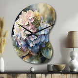 Purple Green Hydrangea III - Asymmetric Metal Wall Clock