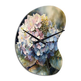 Purple Green Hydrangea III - Asymmetric Metal Wall Clock