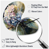 Purple Green Hydrangea III - Asymmetric Metal Wall Clock