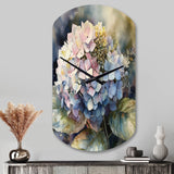 Purple Green Hydrangea III - Asymmetric Metal Wall Clock