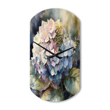 Purple Green Hydrangea III - Asymmetric Metal Wall Clock