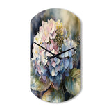 Purple Green Hydrangea III - Asymmetric Metal Wall Clock
