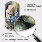 Purple Green Hydrangea III - Asymmetric Metal Wall Clock