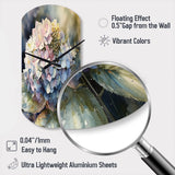 Purple Green Hydrangea III - Asymmetric Metal Wall Clock