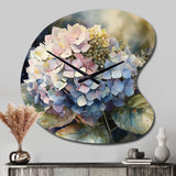 Purple Green Hydrangea III - Asymmetric Metal Wall Clock