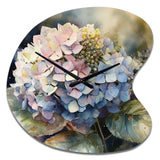 Purple Green Hydrangea III - Asymmetric Metal Wall Clock