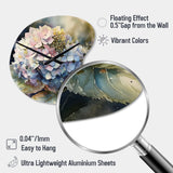 Purple Green Hydrangea III - Asymmetric Metal Wall Clock