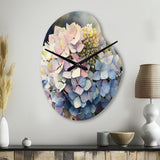 Purple Green Hydrangea III - Asymmetric Metal Wall Clock