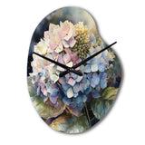 Purple Green Hydrangea III - Asymmetric Metal Wall Clock