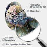 Purple Green Hydrangea III - Asymmetric Metal Wall Clock