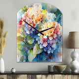 Blue Green Hydrangea - Asymmetric Metal Wall Clock