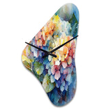 Blue Green Hydrangea - Asymmetric Metal Wall Clock