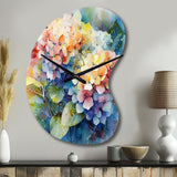 Blue Green Hydrangea - Asymmetric Metal Wall Clock
