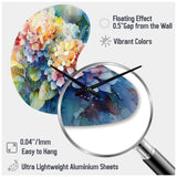 Blue Green Hydrangea - Asymmetric Metal Wall Clock
