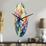 Blue Green Hydrangea - Asymmetric Metal Wall Clock