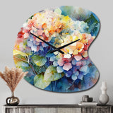 Blue Green Hydrangea - Asymmetric Metal Wall Clock
