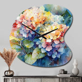 Blue Green Hydrangea - Asymmetric Metal Wall Clock