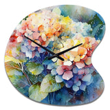 Blue Green Hydrangea - Asymmetric Metal Wall Clock