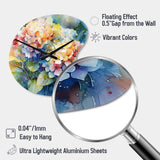Blue Green Hydrangea - Asymmetric Metal Wall Clock