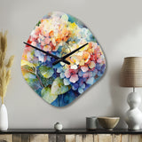 Blue Green Hydrangea - Asymmetric Metal Wall Clock