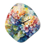 Blue Green Hydrangea - Asymmetric Metal Wall Clock