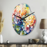 Blue Green Hydrangea - Asymmetric Metal Wall Clock