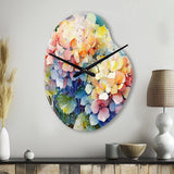 Blue Green Hydrangea - Asymmetric Metal Wall Clock
