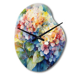 Blue Green Hydrangea - Asymmetric Metal Wall Clock