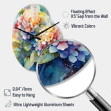 Blue Green Hydrangea - Asymmetric Metal Wall Clock